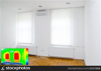 Picture in Picture Thermal Image of Empty Office Room