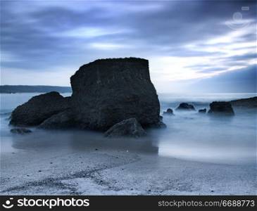 Picture of a beautiful beach at night in Long exposition mode