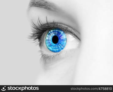 Picture of a female human eye in colour