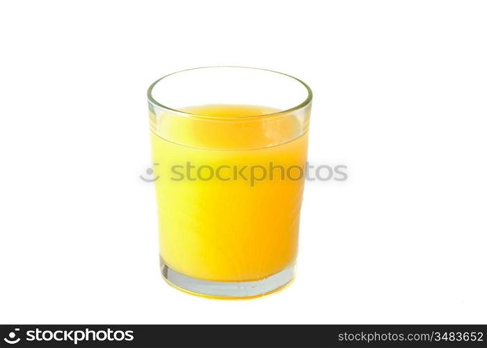 Picture of a full glass of orange juice isolated