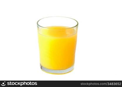 Picture of a full glass of orange juice isolated