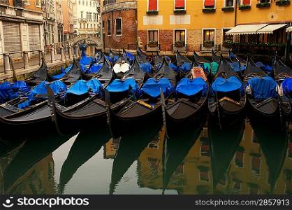 Picture of a many gondolas