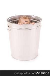 picture of adorable baby in trash can (FOCUS ON HANDS)