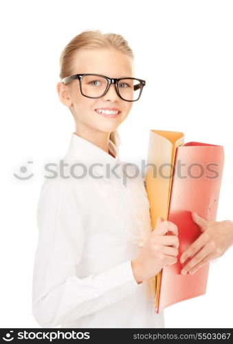 picture of an elementary school student with folders&#xA;