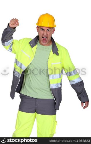 picture of angry tight-fisted builder