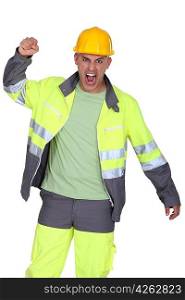 picture of angry tight-fisted builder