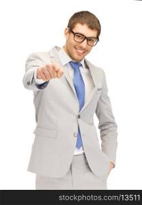picture of attractive businessman pointing his finger