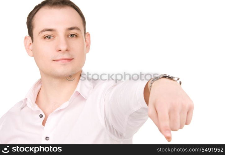 picture of attractive businessman pointing his finger