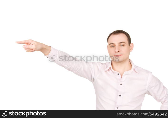 picture of attractive businessman pointing his finger