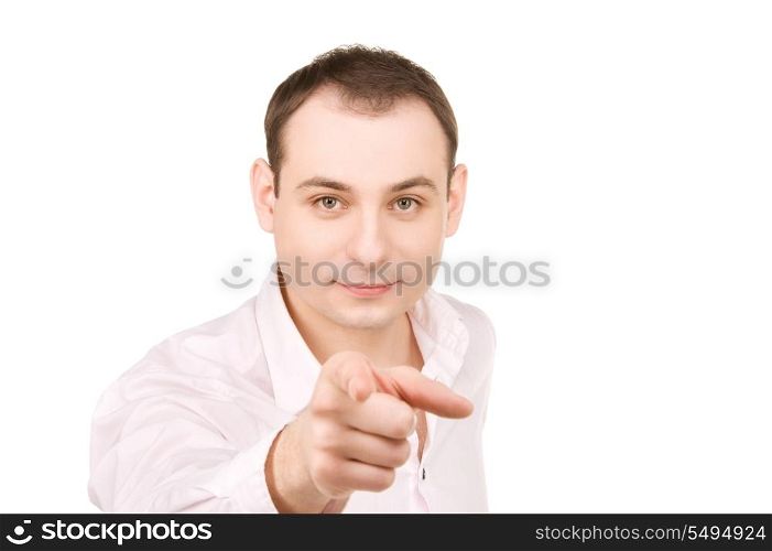 picture of attractive businessman pointing his finger