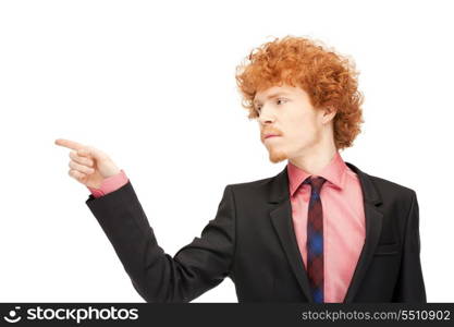 picture of attractive businessman pointing his finger