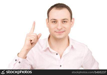 picture of attractive businessman with his finger up