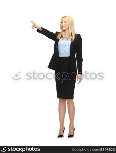 picture of attractive businesswoman pointing at something