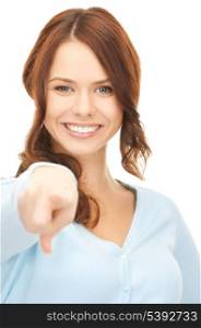 picture of attractive businesswoman pointing her finger...
