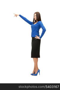 picture of attractive businesswoman pointing her finger