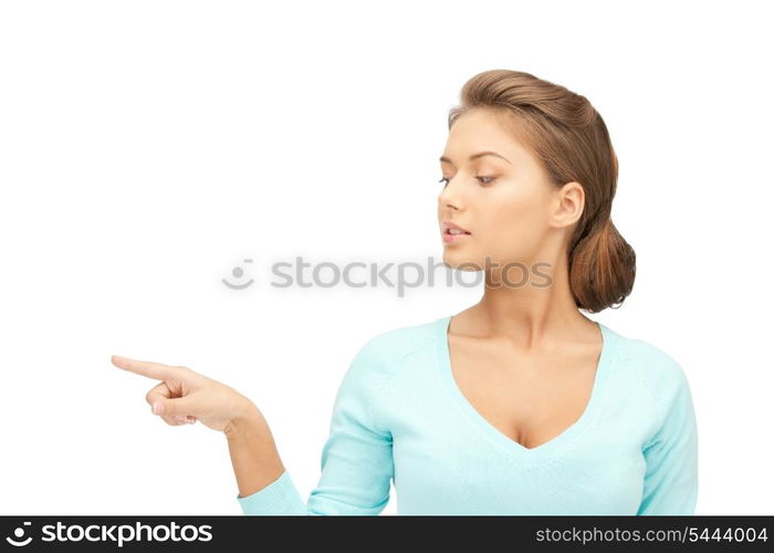 picture of attractive businesswoman pointing her finger