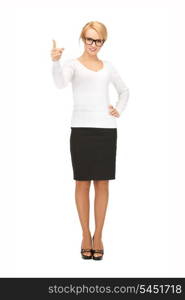 picture of attractive businesswoman pointing her finger...