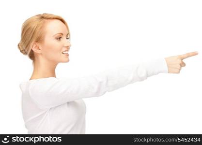 picture of attractive businesswoman pointing her finger...