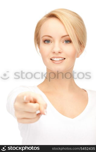 picture of attractive businesswoman pointing her finger...