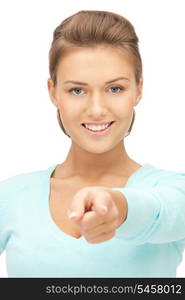 picture of attractive businesswoman pointing her finger