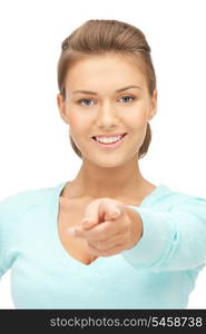 picture of attractive businesswoman pointing her finger