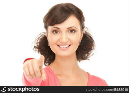 picture of attractive businesswoman pointing her finger