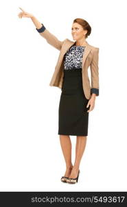 picture of attractive businesswoman pointing her finger