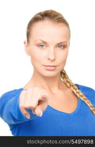 picture of attractive businesswoman pointing her finger