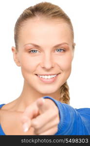 picture of attractive businesswoman pointing her finger