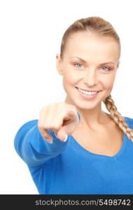 picture of attractive businesswoman pointing her finger