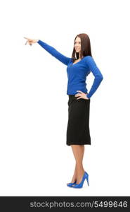 picture of attractive businesswoman pointing her finger