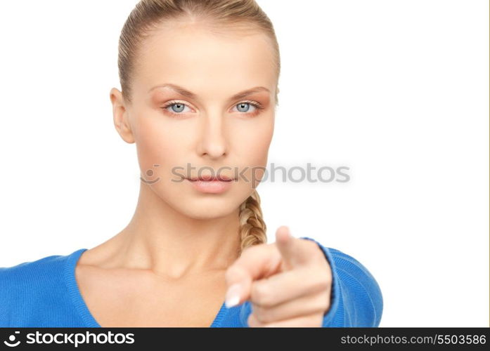 picture of attractive businesswoman pointing her finger