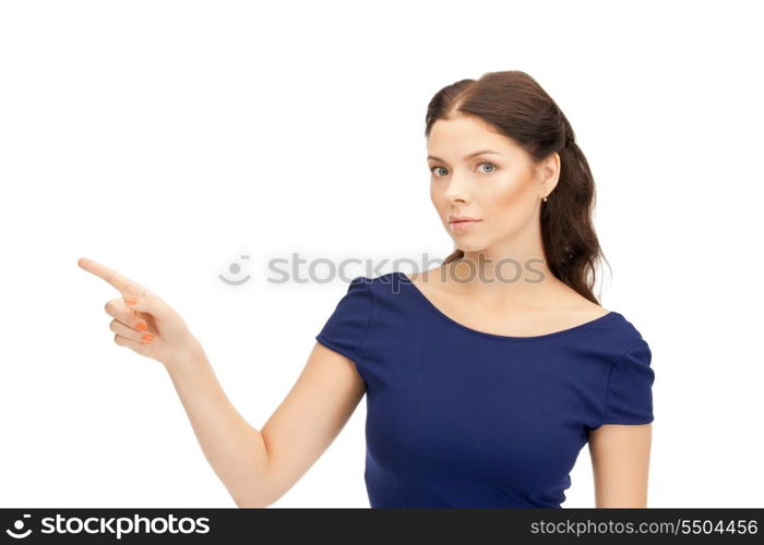 picture of attractive businesswoman pointing her finger