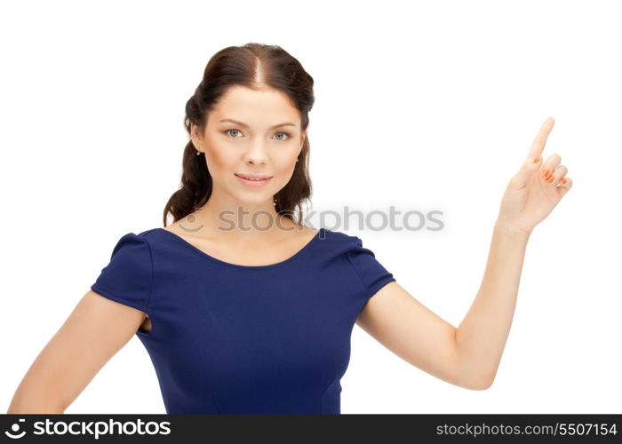 picture of attractive businesswoman pointing her finger