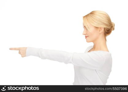 picture of attractive businesswoman pointing her finger