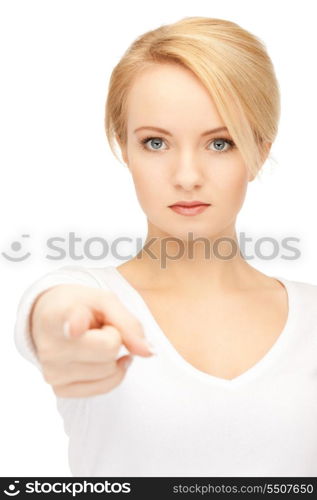 picture of attractive businesswoman pointing her finger