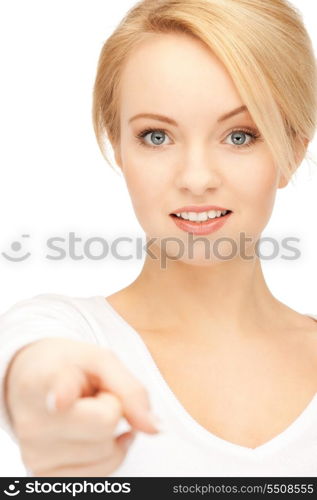 picture of attractive businesswoman pointing her finger