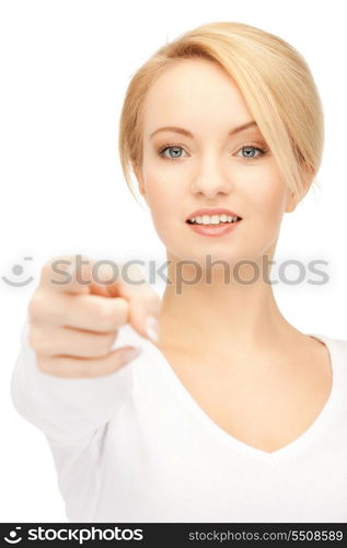 picture of attractive businesswoman pointing her finger