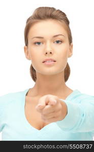 picture of attractive businesswoman pointing her finger