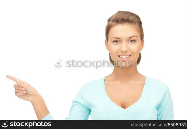 picture of attractive businesswoman pointing her finger