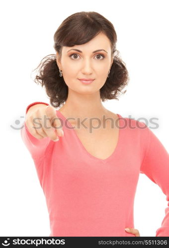 picture of attractive businesswoman pointing her finger