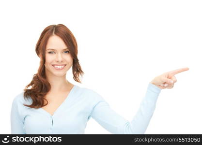 picture of attractive businesswoman pointing her finger