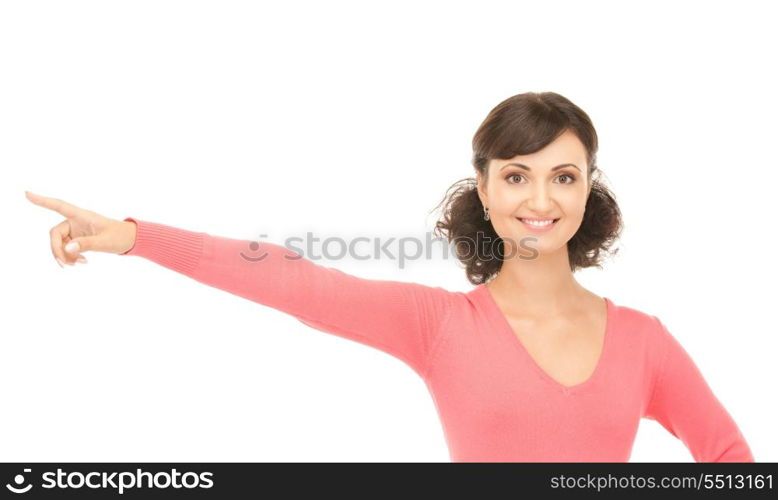 picture of attractive businesswoman pointing her finger