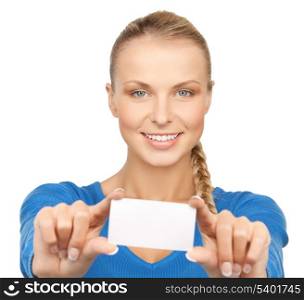 picture of attractive businesswoman with business card