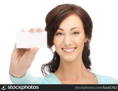 picture of attractive businesswoman with business card