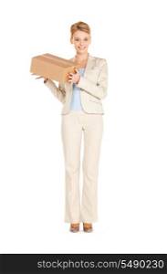 picture of attractive businesswoman with cardboard box