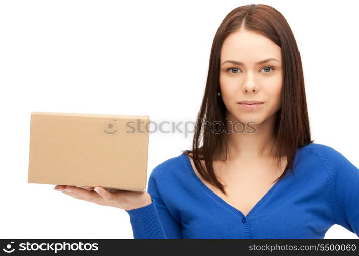 picture of attractive businesswoman with cardboard box