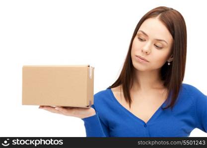 picture of attractive businesswoman with cardboard box