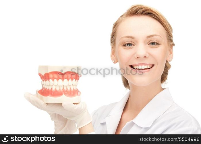 picture of attractive female doctor with jaws