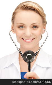 picture of attractive female doctor with stethoscope.